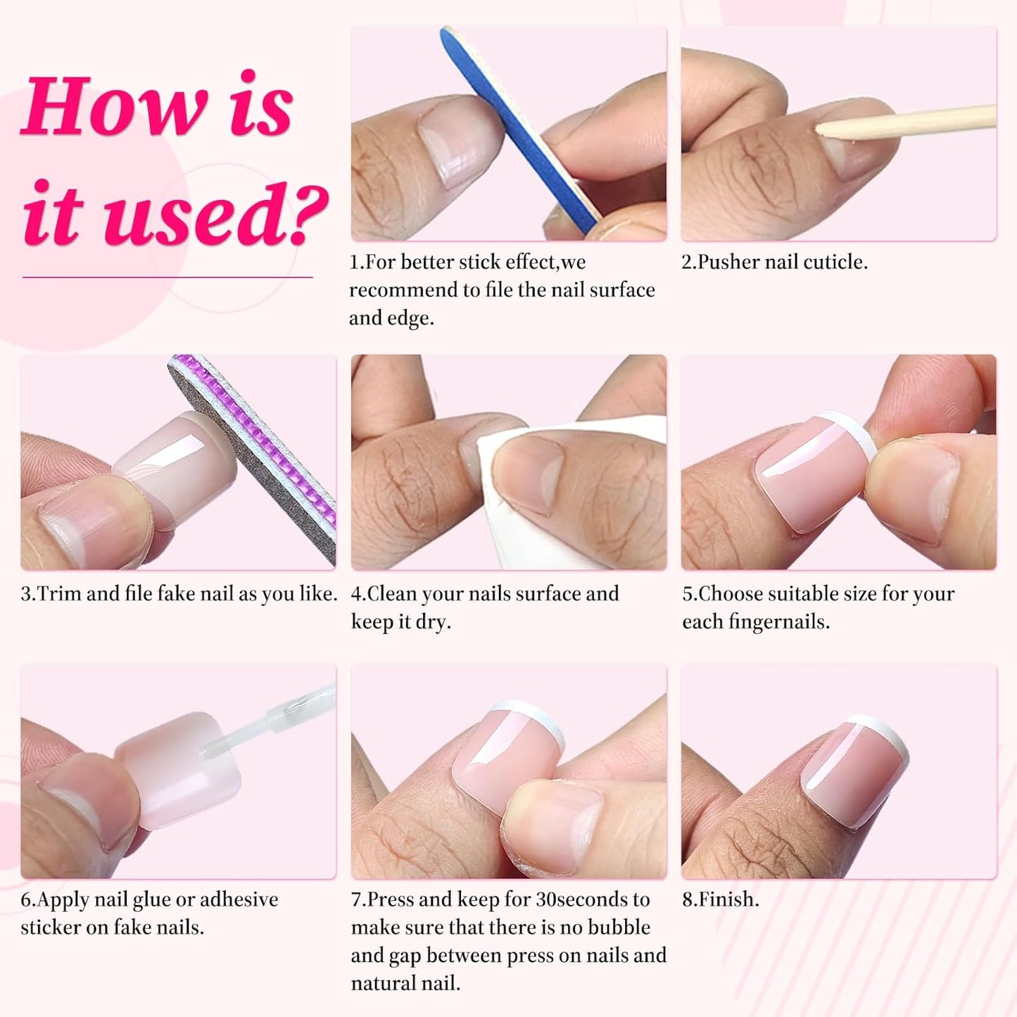 240Pc Ombre Square Press on Nail Short Fake Nails Press Ons Glue on Nails with Glue & Adhesive Tabs, Acrylic Nails Press on Nails Square False Gel Nail Tips Stick on Artificial Fingernails