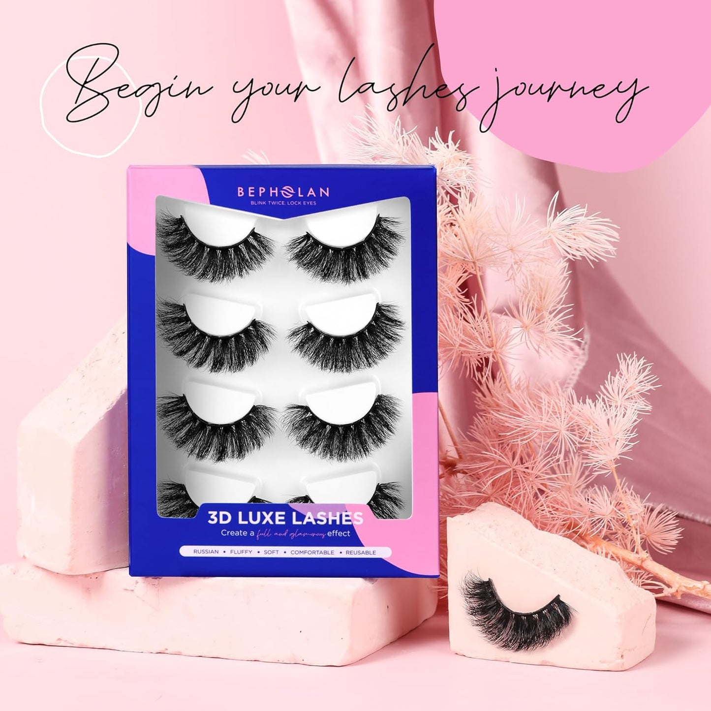 Lashes Russian Lashes Fake Eyelashes - False Lashes Russian Strip Lashes D Curl Lashes Cat Eye Lashes Fox Eye Lashes WJ3D25-2B4