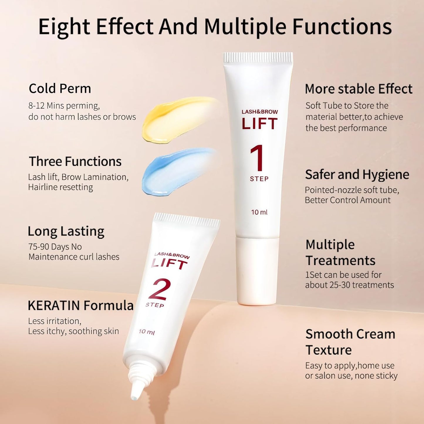 Lash Lift Kit - Eyelash Lift Lotion,  Brow Lamination and Lash Perm Solution for Curling Lashes to Get Supermodel Eyes, Long-Lasting and Easy to Use at Home Multipurpose Lash Perm Kit