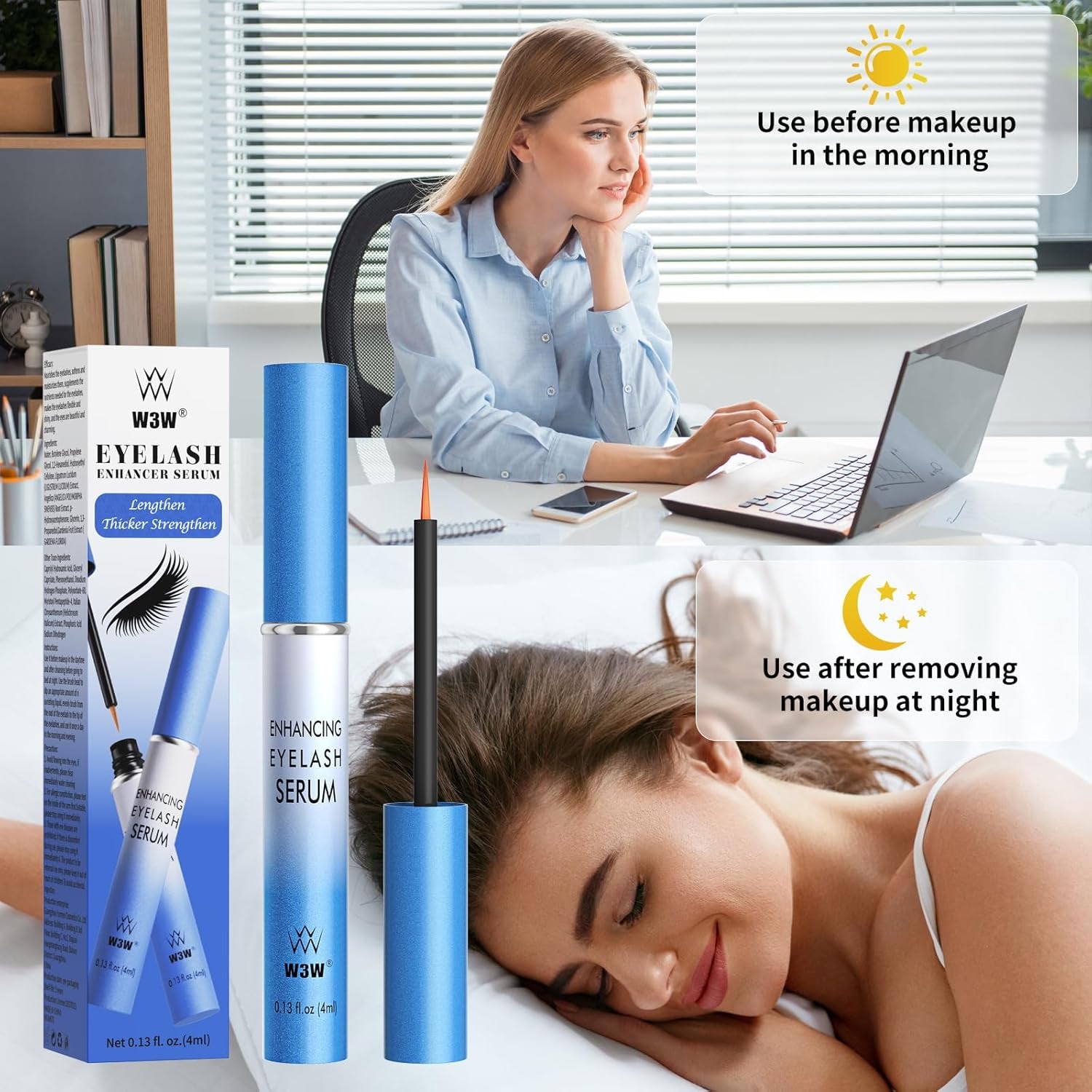 Lash Serum - Eyelash Growth Serum with Advanced Formula to Boost Longer, Thicker Fuller Looking Lashes Nourishing Lash for Eyelash Growth Vegan & Cruelty-Free for Sensitive Eyes 4Ml