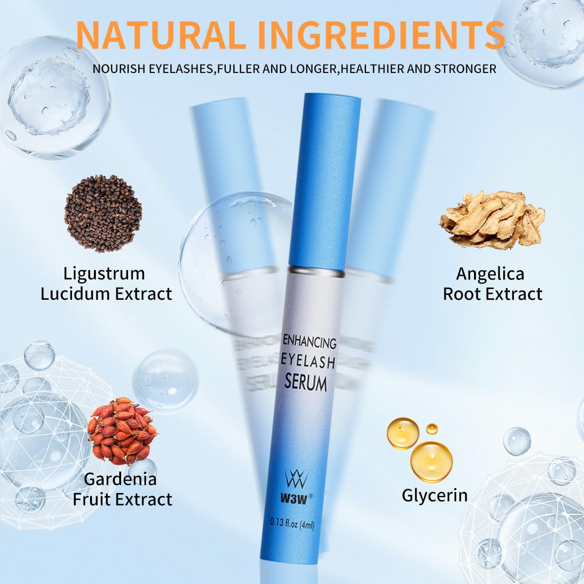 Lash Serum - Eyelash Growth Serum with Advanced Formula to Boost Longer, Thicker Fuller Looking Lashes Nourishing Lash for Eyelash Growth Vegan & Cruelty-Free for Sensitive Eyes 4Ml