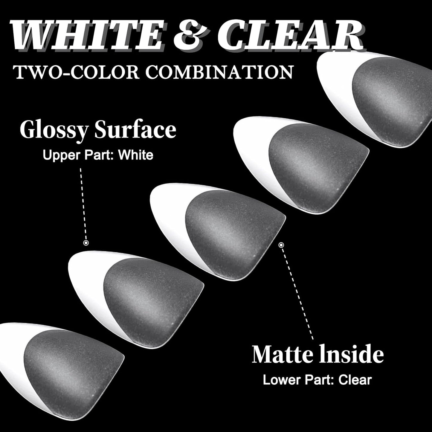 300Pc Short Almond Nail Tips Fake Nails French Tip Press on Nails Short Acrylic Nails Clear Nail Tips Full Cover False Nail Artificial Fingernail, 15 Sizes Matte Soft Gel Nail Extentions