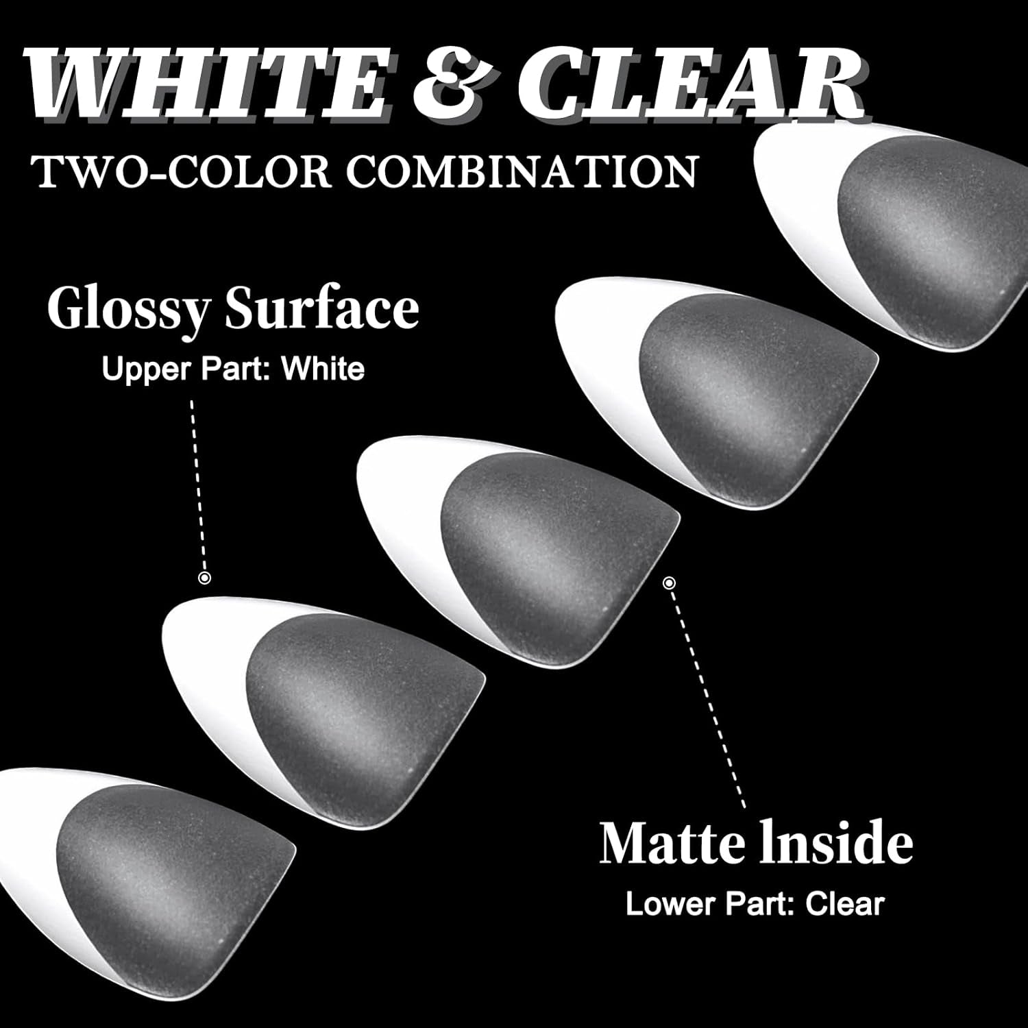 300Pc Short Almond Nail Tips Fake Nails French Tip Press on Nails Short Acrylic Nails Clear Nail Tips Full Cover False Nail Artificial Fingernail, 15 Sizes Matte Soft Gel Nail Extentions