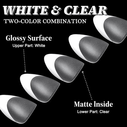 300Pc Short Almond Nail Tips Fake Nails French Tip Press on Nails Short Acrylic Nails Clear Nail Tips Full Cover False Nail Artificial Fingernail, 15 Sizes Matte Soft Gel Nail Extentions