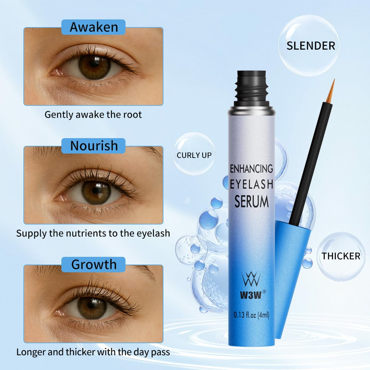 Lash Serum - Eyelash Growth Serum with Advanced Formula to Boost Longer, Thicker Fuller Looking Lashes Nourishing Lash for Eyelash Growth Vegan & Cruelty-Free for Sensitive Eyes 4Ml