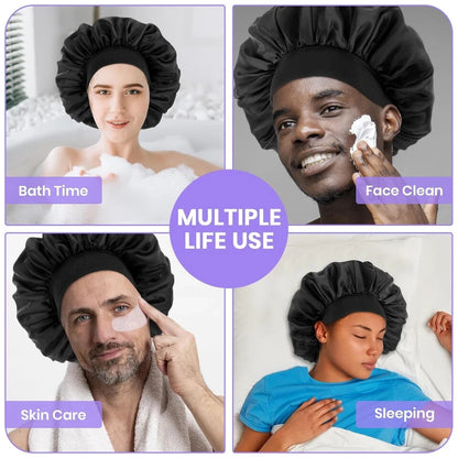 WLLHYF Silk Bonnet for Men Satin Bonnet Double Layer Elastic Band Silk Sleep