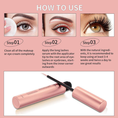 Premium Eyelash & Eyebrow Growth Serum, 5ML - Irritation-Free, Boosts Fuller, Longer, Thicker Lashes - Pink