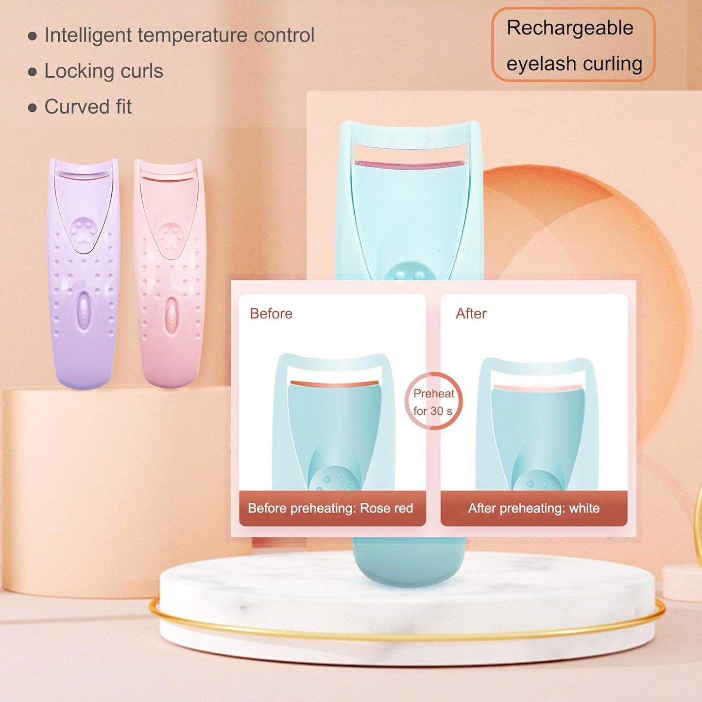 Heated Eyelash Curlers Handheld Electric Lash Curler Eyelash Curling Tool Long Lasting Curling Eyelash Makeup Tools Long-Lasting Heat for Beautiful Lashes