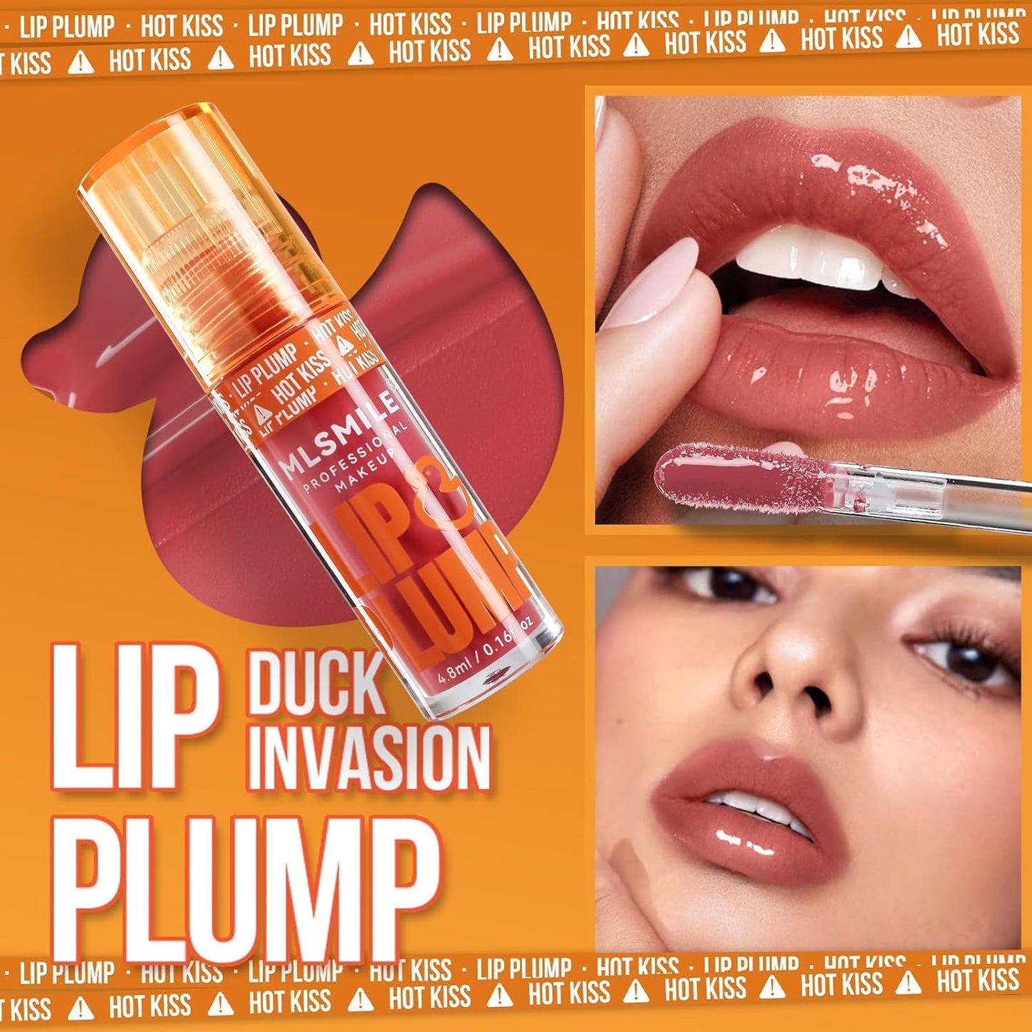 Duck Lip Plumper Extreme, Hydrating Plumping Booster Moisturizing Volumizing Lip Gloss, HOT KISS, Voluminous Lip Filler Plumper High-Shine Lip Plumper Gloss Vegan Lip Makeup(06#)