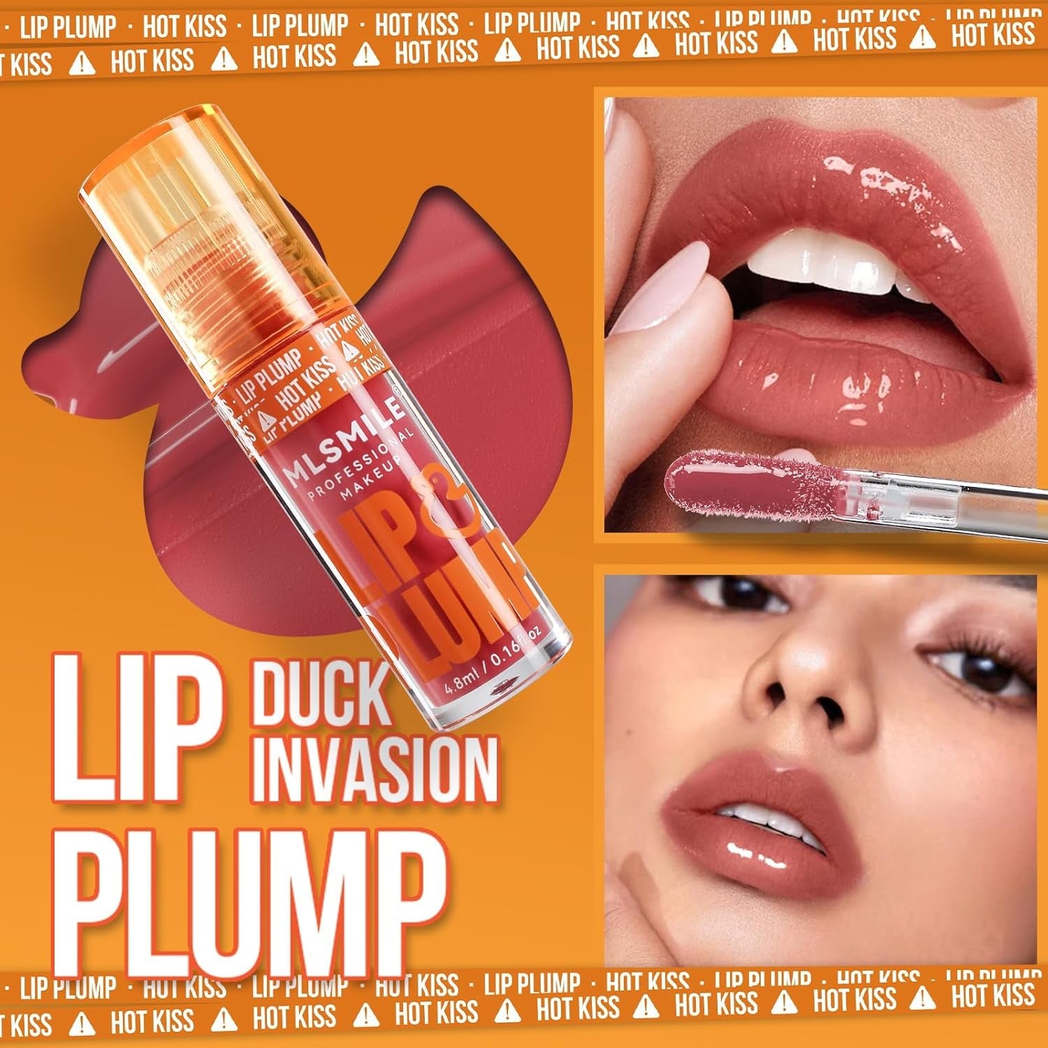 Duck Lip Plumper Extreme, Hydrating Plumping Booster Moisturizing Volumizing Lip Gloss, HOT KISS, Voluminous Lip Filler Plumper High-Shine Lip Plumper Gloss Vegan Lip Makeup(06#)