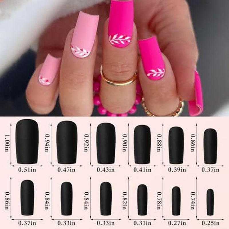 576Pc Square Press on Nails Medium Fake Nails Tips Full Cover Maedium Matte