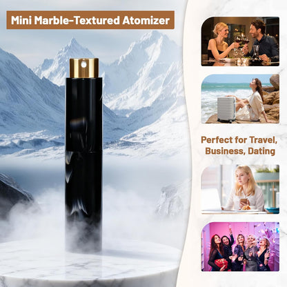 10ML Marble Texture Refillable Travel Perfume Atomizer, Empty Cologne Dispenser Mini Spray Bottle with Funnel and Dispensers, Leak-Proof Empty Fragrance Decant Container for Women and Men 3PCS