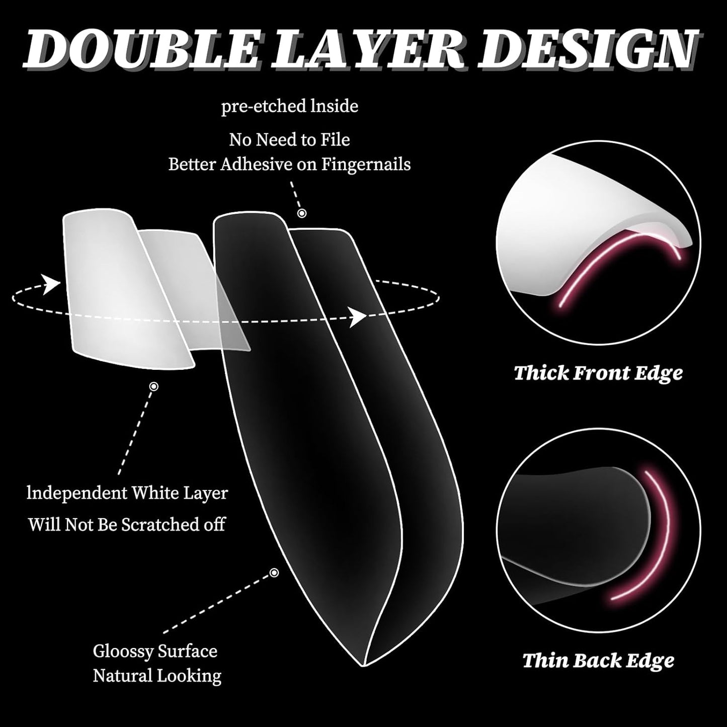 300Pc Short Almond Nail Tips Fake Nails French Tip Press on Nails Short Acrylic Nails Clear Nail Tips Full Cover False Nail Artificial Fingernail, 15 Sizes Matte Soft Gel Nail Extentions