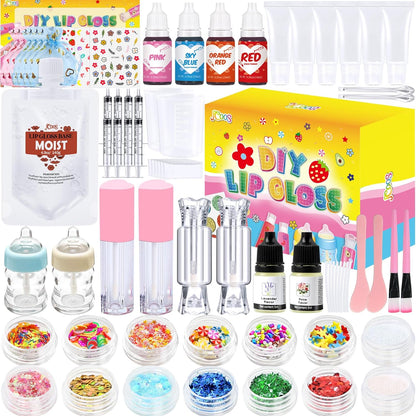 Lip Gloss Making Kit, 73PCS Fun Make Your Own Lip Gloss Kit Kids, Beginner, Lipgloss Sets for Girls, DIY Lipstick Set, Moisturizing Lip Oil Base, Gifts for Tween Girls, Teens, Daughters, Women