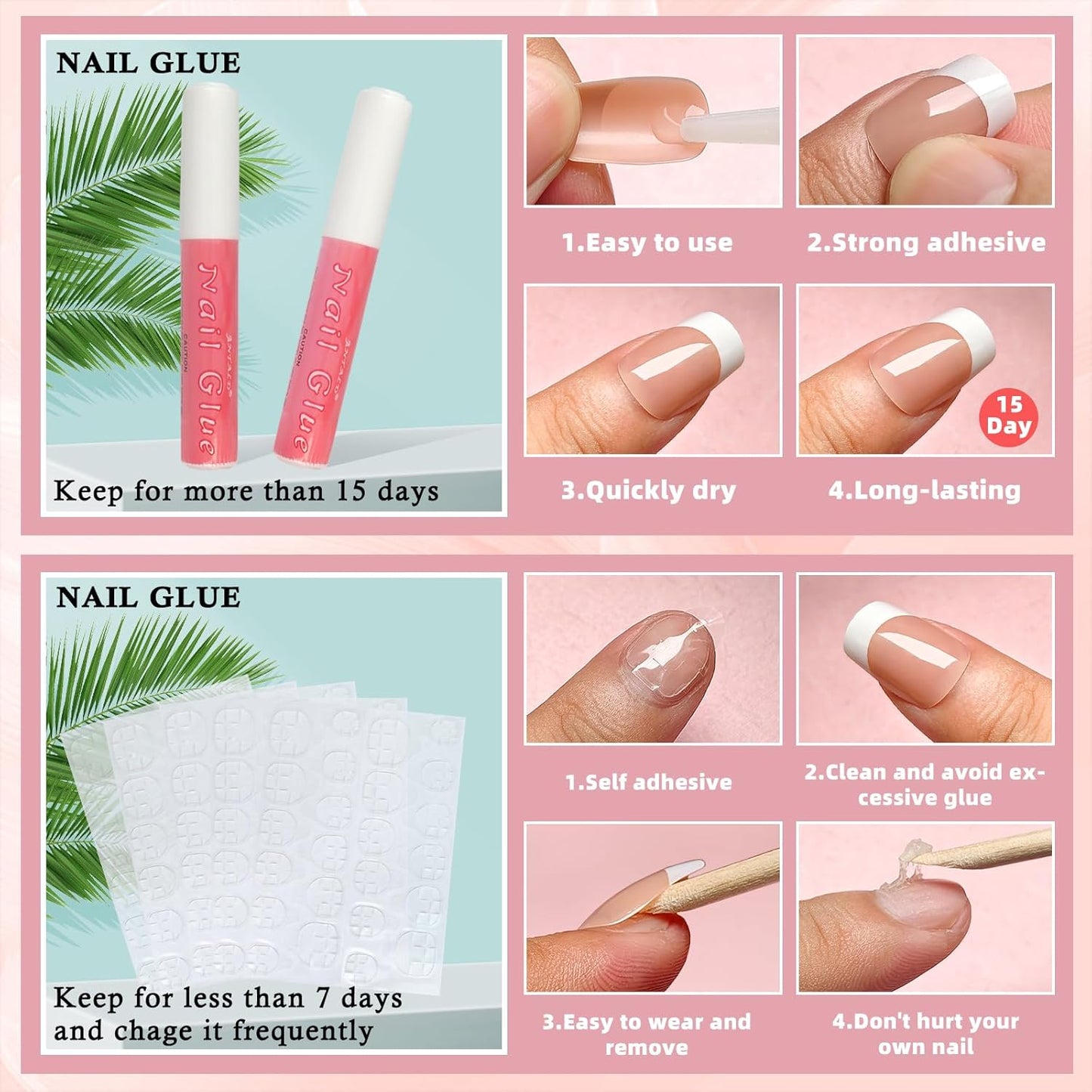 120Pcs French Tip Press on Nails Medium Square Fake Nails Nude, Glossy Square French False Nails Press on Full Cover Acrylic Press on French Nails for Women Girls Artificial Fingernails