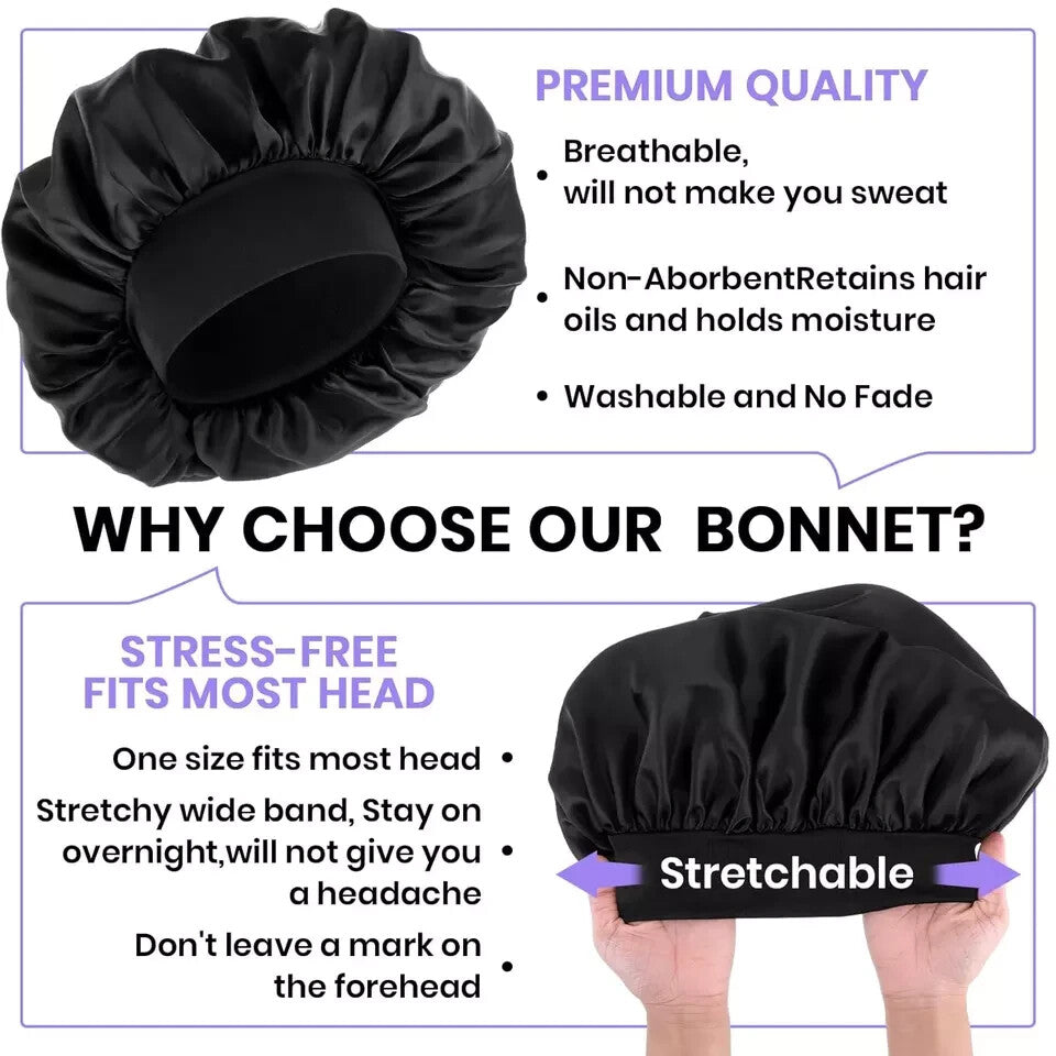 WLLHYF Silk Bonnet for Men Satin Bonnet Double Layer Elastic Band Silk Sleep