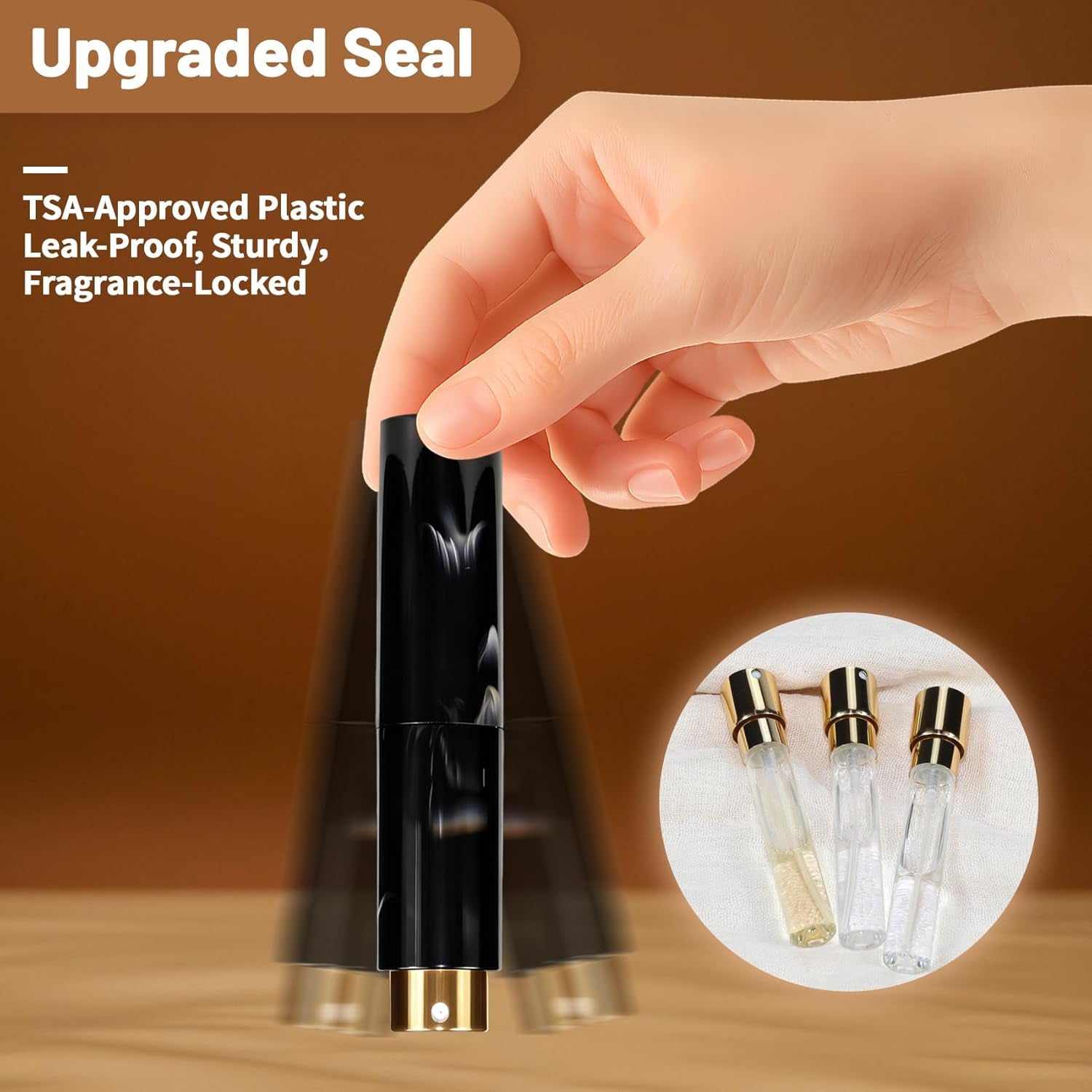 10ML Marble Texture Refillable Travel Perfume Atomizer, Empty Cologne Dispenser Mini Spray Bottle with Funnel and Dispensers, Leak-Proof Empty Fragrance Decant Container for Women and Men 3PCS