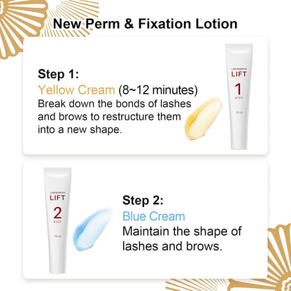 Lash Lift Kit - Eyelash Lift Lotion,  Brow Lamination and Lash Perm Solution for Curling Lashes to Get Supermodel Eyes, Long-Lasting and Easy to Use at Home Multipurpose Lash Perm Kit
