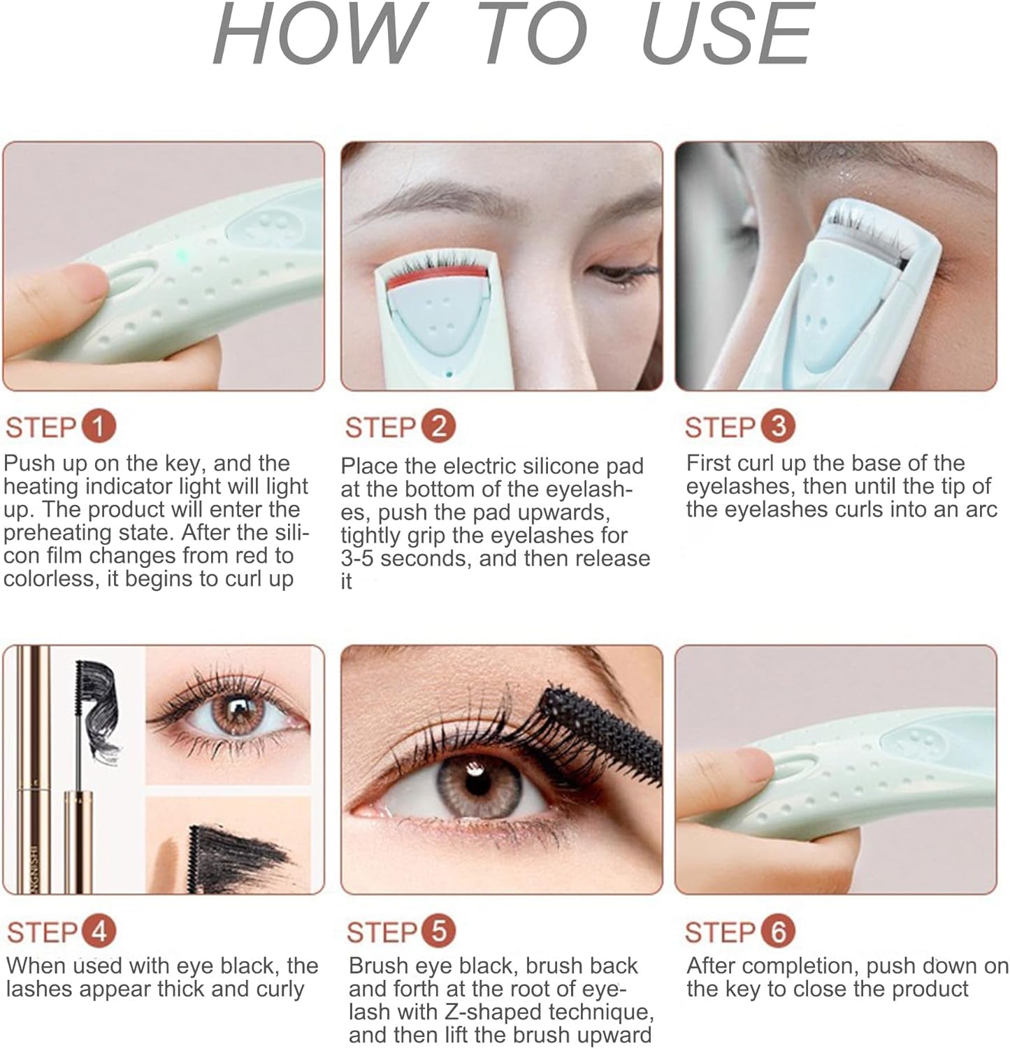 Heated Eyelash Curlers Handheld Electric Lash Curler Eyelash Curling Tool Long Lasting Curling Eyelash Makeup Tools Long-Lasting Heat for Beautiful Lashes