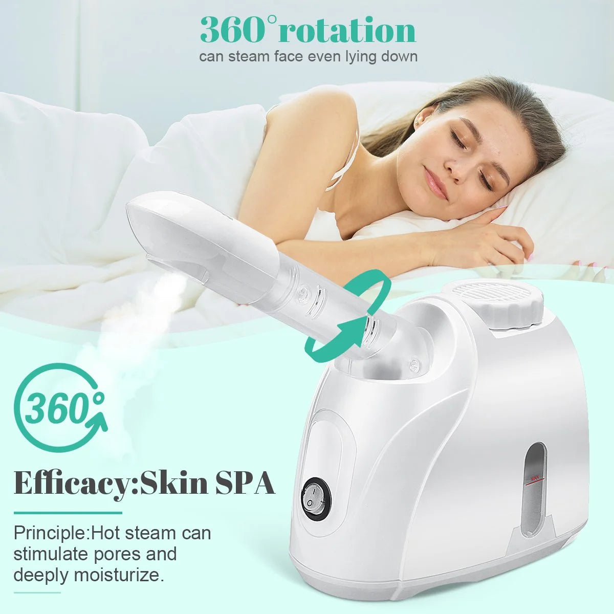 Portable Facial Steamer, Nano Ionic  with 180°Rotatable Sprayer, Warm/Cold Mist Portable Facial Steamer for Salon and SPA