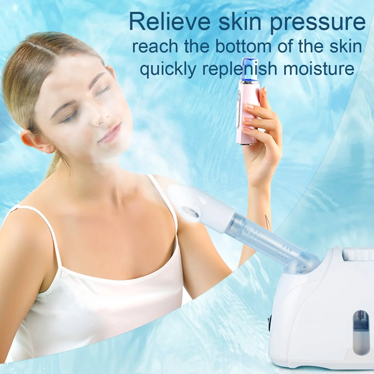 Portable Facial Steamer, Nano Ionic  with 180°Rotatable Sprayer, Warm/Cold Mist Portable Facial Steamer for Salon and SPA
