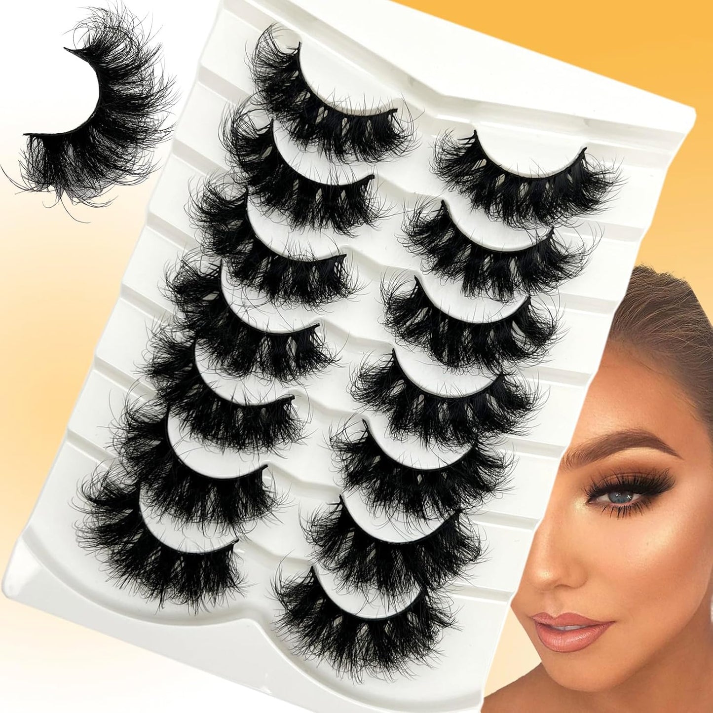Dramatic Strip Lashes Mink 6D Long Big Faux Mink Wispy 18Mm/20Mm D Curl Eye Lashes Pack Thick 3D Volume False Eyelashes