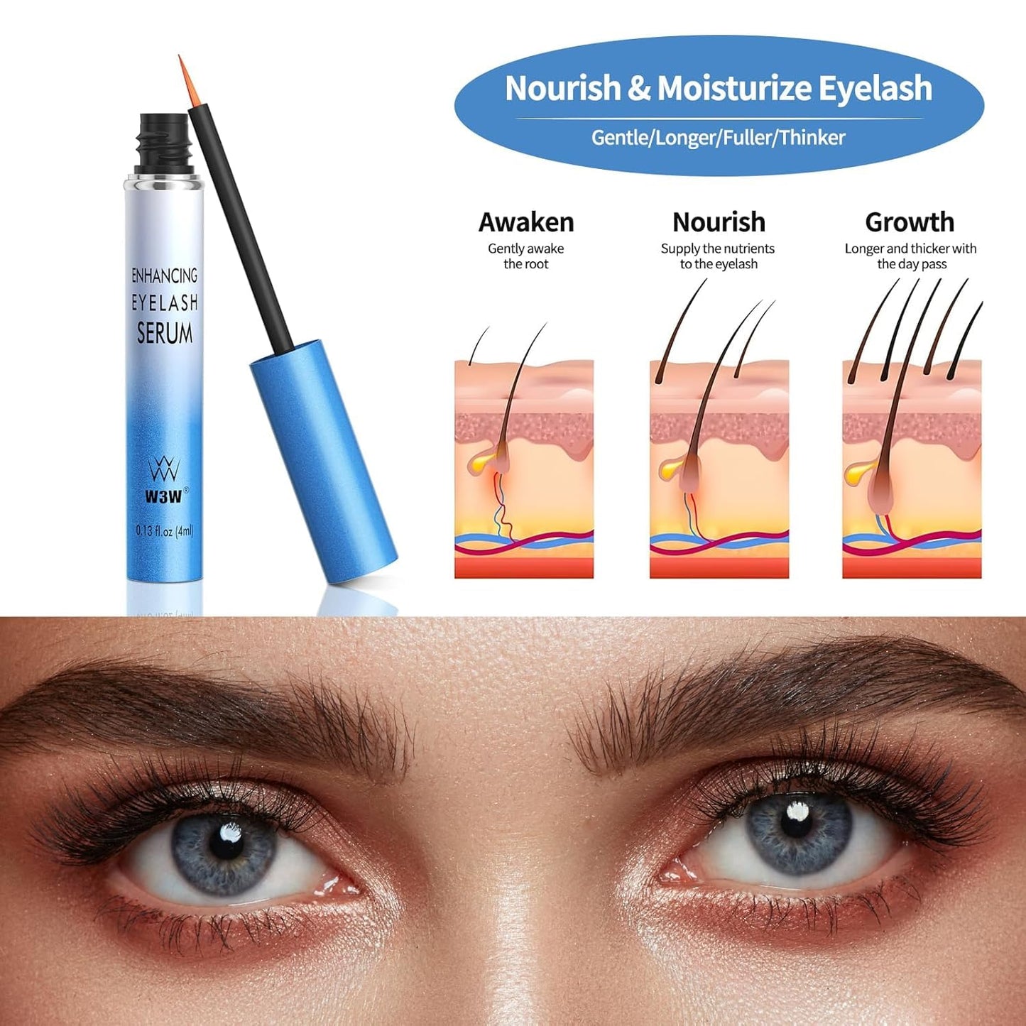 Lash Serum - Eyelash Growth Serum with Advanced Formula to Boost Longer, Thicker Fuller Looking Lashes Nourishing Lash for Eyelash Growth Vegan & Cruelty-Free for Sensitive Eyes 4Ml