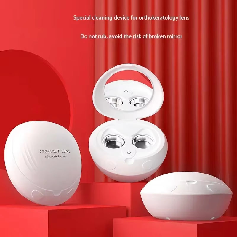 Portable Contact Lens Cleaner 100Khz Mini Ultrasonic Cleaner for Contact Lenses Cleaning