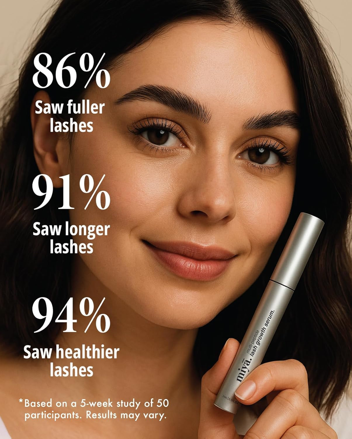 | Eyelash Growth Serum | Natural Lash Enhancer for Longer, Thicker Healthier Lashes | Gentle Effective Lash Growth Serum | Oil Free Lash Booster 3Ml