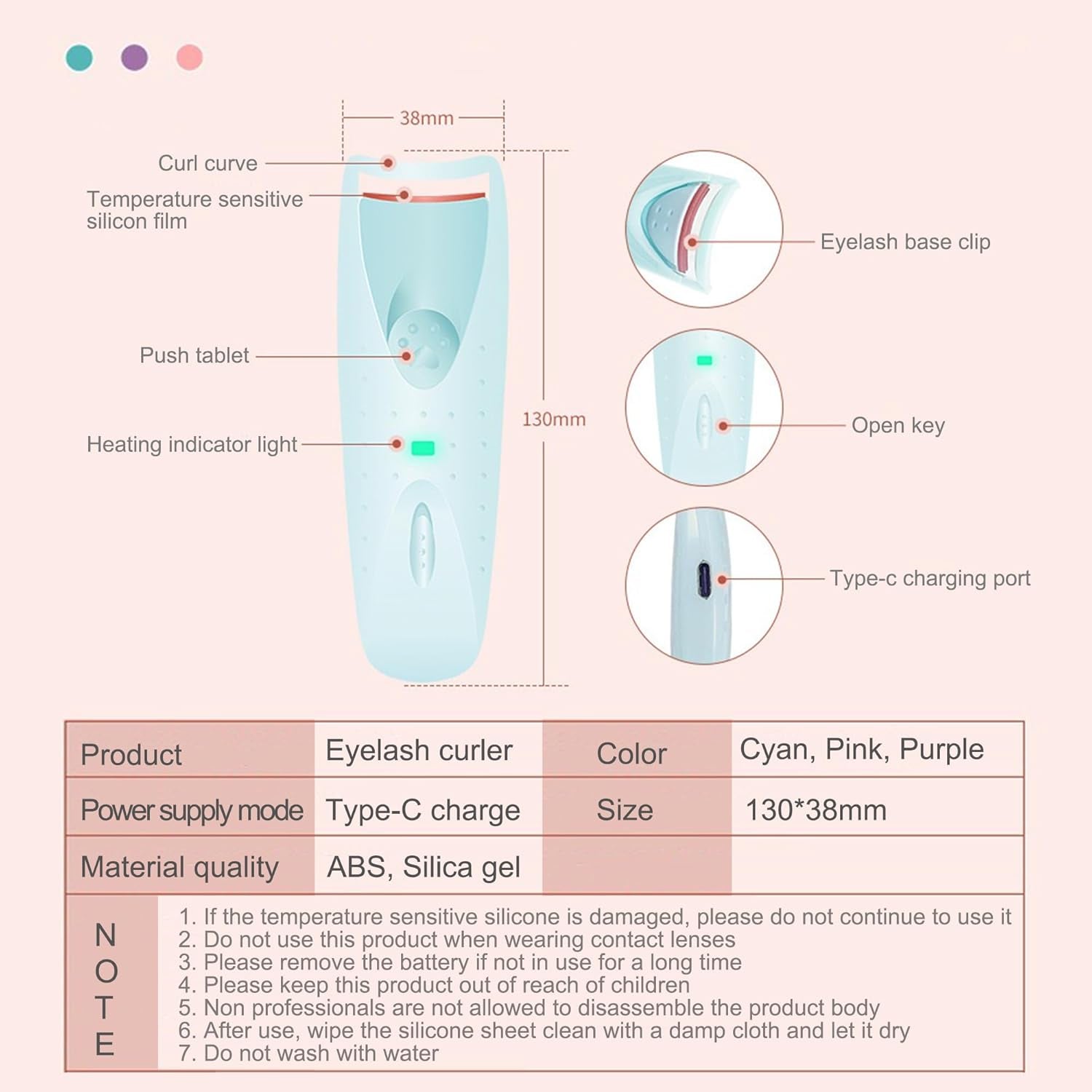 Heated Eyelash Curlers Handheld Electric Lash Curler Eyelash Curling Tool Long Lasting Curling Eyelash Makeup Tools Long-Lasting Heat for Beautiful Lashes