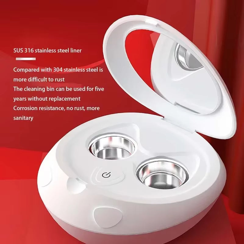 Portable Contact Lens Cleaner 100Khz Mini Ultrasonic Cleaner for Contact Lenses Cleaning