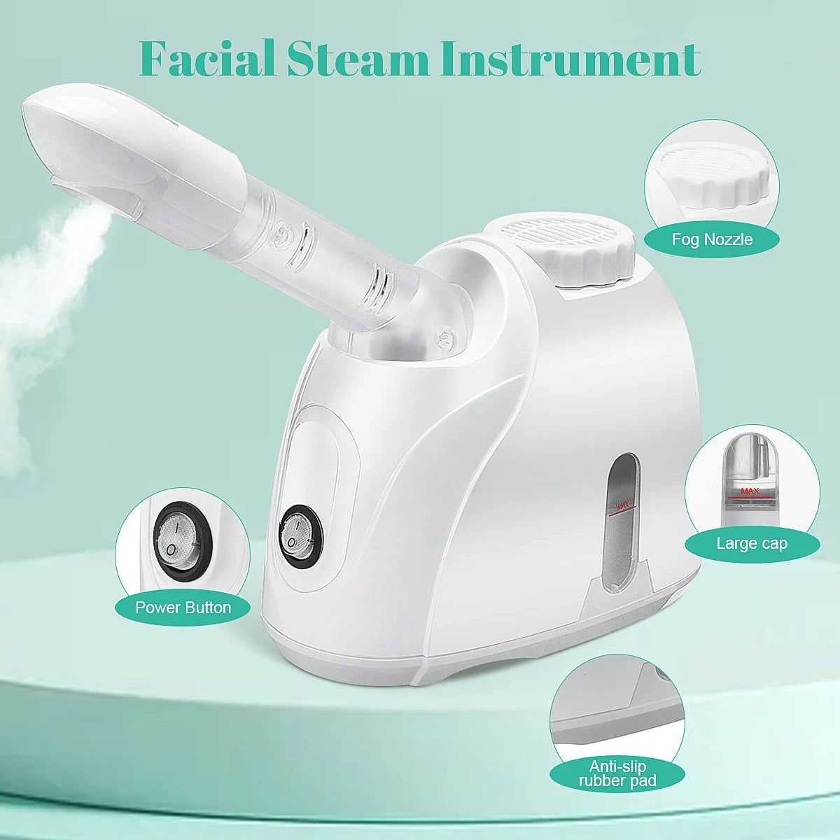 Portable Facial Steamer, Nano Ionic  with 180°Rotatable Sprayer, Warm/Cold Mist Portable Facial Steamer for Salon and SPA