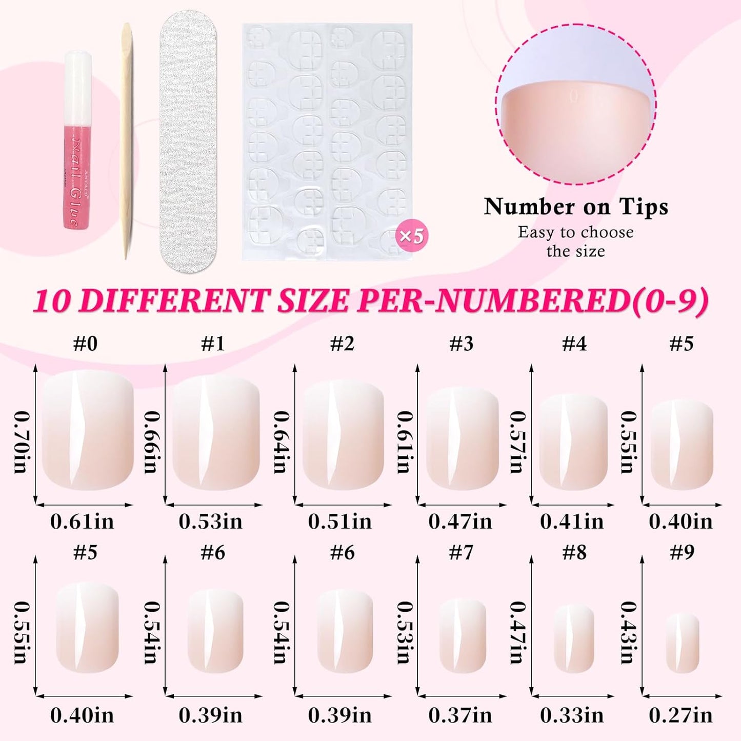 240Pc Ombre Square Press on Nail Short Fake Nails Press Ons Glue on Nails with Glue & Adhesive Tabs, Acrylic Nails Press on Nails Square False Gel Nail Tips Stick on Artificial Fingernails