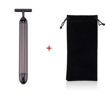 24K Gold Face Lift Bar Roller Vibration Slimming Massager Facial Stick Facial Beauty Skin Care T Shaped Vibrating Tool with Bag