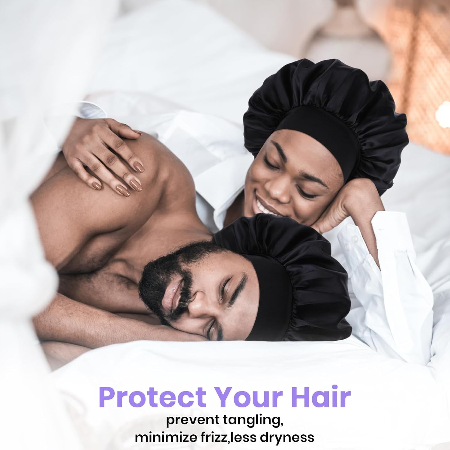 Silk Bonnet for Men, Satin Bonnet Elastic Band Silk Sleep Cap Soft Adjustable Hair Cap Hair Wrap for Women Sleeping