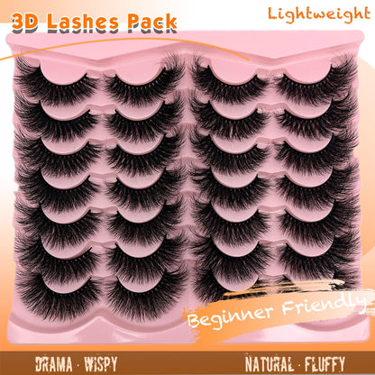 Fluffy Lashes Mink Wispy Cat Eye Faux Mink Lashes Pack Soft Fake Strip Eyelashes 18Mm Long Volume False Eyelashes Natural Look