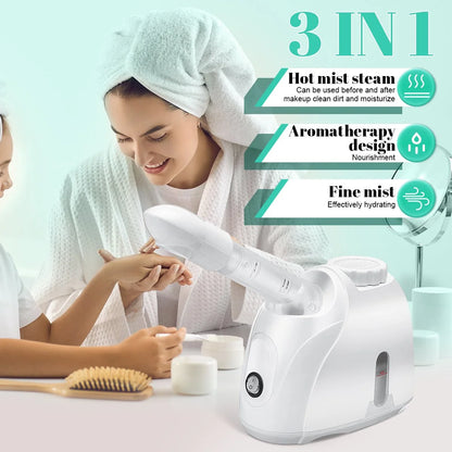 Portable Facial Steamer, Nano Ionic  with 180°Rotatable Sprayer, Warm/Cold Mist Portable Facial Steamer for Salon and SPA