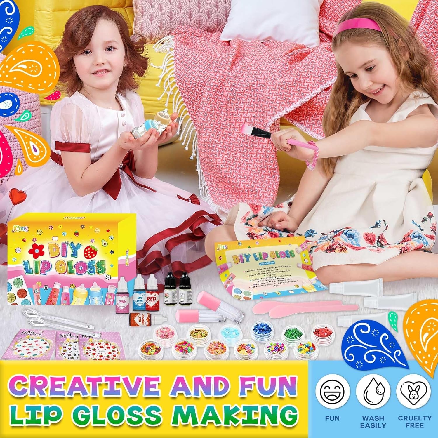Lip Gloss Making Kit, 73PCS Fun Make Your Own Lip Gloss Kit Kids, Beginner, Lipgloss Sets for Girls, DIY Lipstick Set, Moisturizing Lip Oil Base, Gifts for Tween Girls, Teens, Daughters, Women