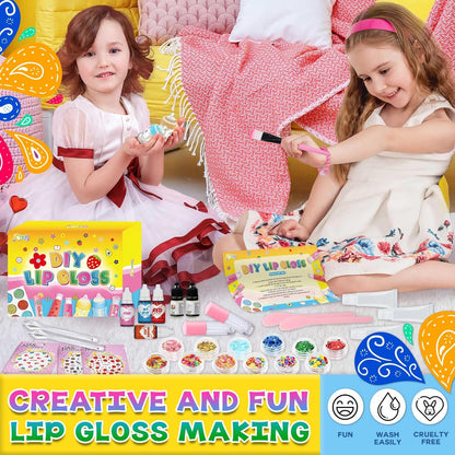 Lip Gloss Making Kit, 73PCS Fun Make Your Own Lip Gloss Kit Kids, Beginner, Lipgloss Sets for Girls, DIY Lipstick Set, Moisturizing Lip Oil Base, Gifts for Tween Girls, Teens, Daughters, Women